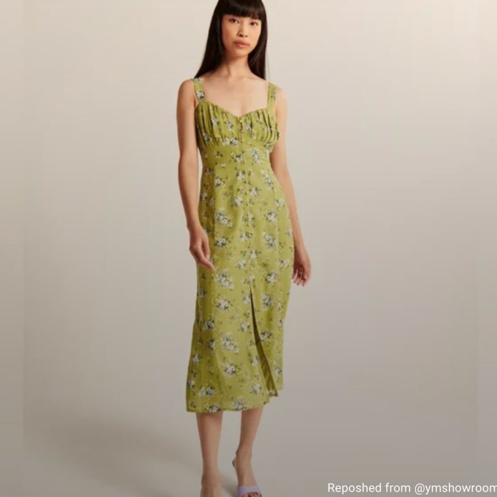 Abercrombie Green Floral Button Dress